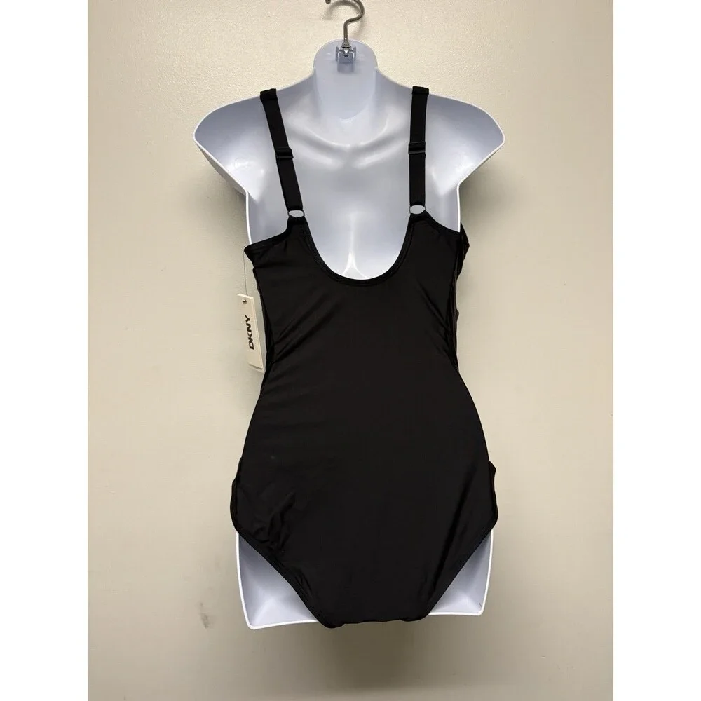 Dkny Plunge Tummy Control Twist Front One-Piece Swimsuit, Black, Women’s Medium - Picture 7 of 7